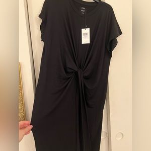 Black Twist Tie Front T Shirt Dress